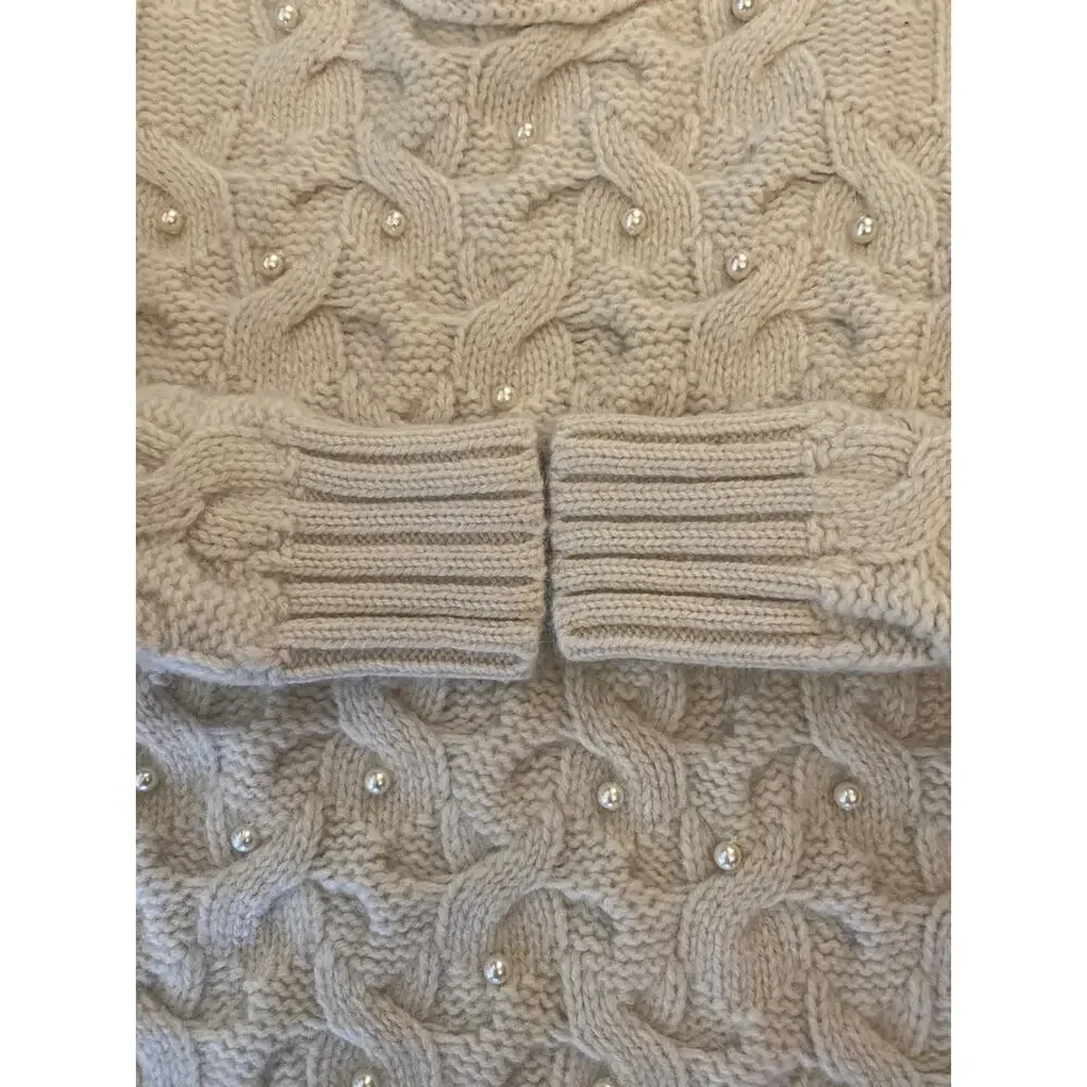 Ann Taylor pearl embellished wool and rabbit hair sweater size small P